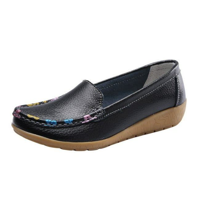 Chaussures Plates Décontractées pour Femmes à Bout Rond Mocassins Semelle Souple Chaussures Simples Décontractées Type Pois