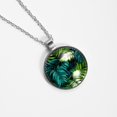 thumbnail image 4 of Tropical Jungle Palm Leaves Elegant Women's Glass Circular Pendant Necklace - Stylish Necklaces for Women, 4 of 5