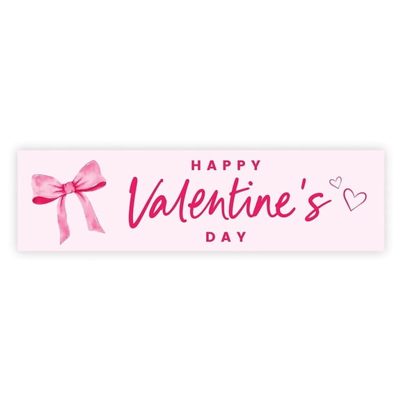 Koyal Wholesale Pink Coquette Bow Valentines Day Banner Cute Party & Classroom Dcor 13x48