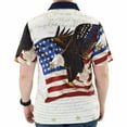 thumbnail image 2 of Tech Fabric Patriotic Polo Shirt  American Flag Eagle Declaration Independence, 2 of 2