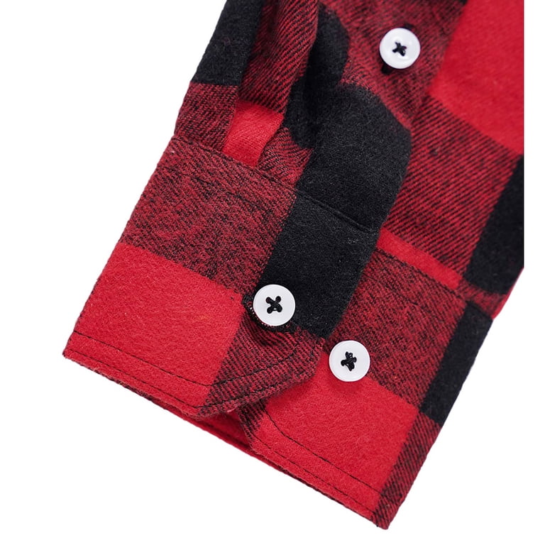 HAOMEILI Men's Plaid Flannel Button-Down Shirt photo 5