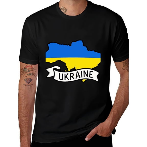 T-shirt Ukraine Map Soft Cotton Adult Heat-Transfer Graphic T-Shirt - 180g Breathable Fabric, Unisex Summer Casual Wear with Durable Heat-Printed Design