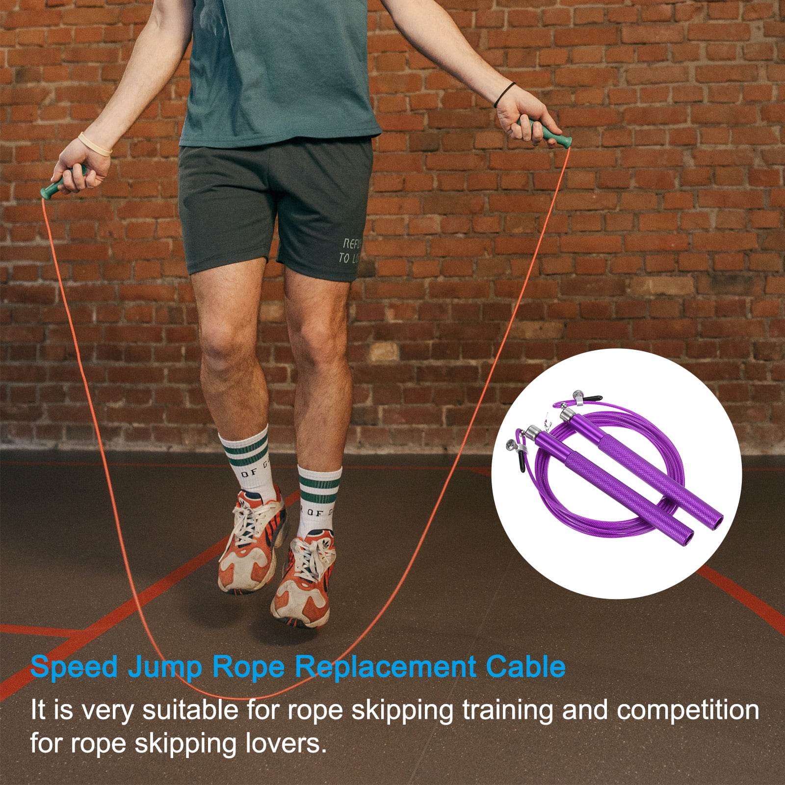 Uxcell 10Ft Speed Skipping Rope 2.5mm Adjustable Speed Jumping Rope with Replacement Cable Purple