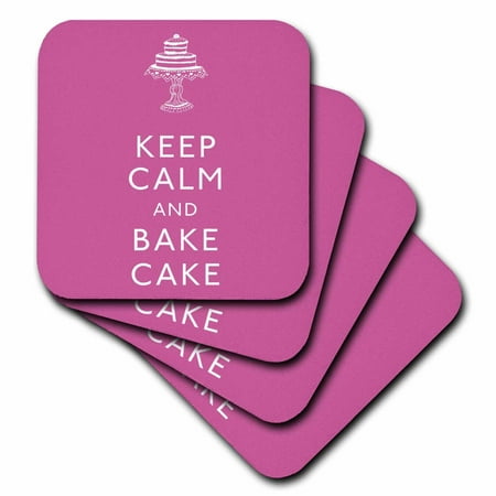 3d Rose 3drose Keep Calm And Bake Cake. Pink, Ceramic Tile Coasters,
