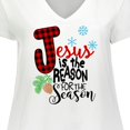 thumbnail image 4 of Inktastic Jesus is the Reason for the Season Pinecone and Snowflakes Women's Plus Size V-Neck T-Shirt, 4 of 5