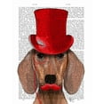 thumbnail image 2 of Fab Funky 20x24 White Modern Wood Framed Museum Art Print Titled - Dachshund With Red Top Hat and Moustache, 2 of 4
