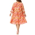 thumbnail image 3 of Agnes Orinda Women's Plus Size V Neck 3/4 Sleeves Lace Floral Loose Fit Babydoll Dresses, 3 of 5