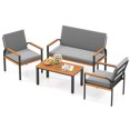 thumbnail image 4 of Gymax Ensemble de Mobilier de Patio 8 Pcs avec Table à Café, Causeuse et 4 Chaises Simples pour Véranda Extérieur, 4 of 6