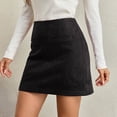 thumbnail image 6 of Sevevn Women's High Waist Faux Suede Bodycon A-Line Short Mini Skirt Black XL, 6 of 8