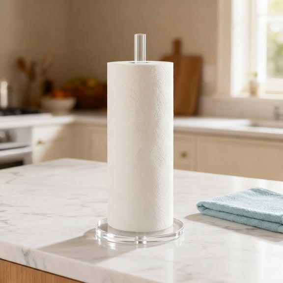 Wuxiuli Clear Acrylic Countertop Paper Towel Holder for Kitchen with Sturdy Base 1pack