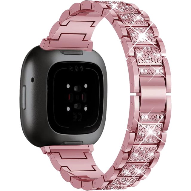 REQO Bling Metal Bands Compatible with Fitbit Versa 4 /Fitbit Versa 3 /Fitbit Sense 2 /Fitbit Sense Bands for Women,Adjustable Replacement Straps Including regulator