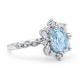 thumbnail image 2 of Blue Apple Jewelry Co. Oval Halo Ballerina Women Engagement Ring Aquamarine 925 Sterling Silver, 2 of 5