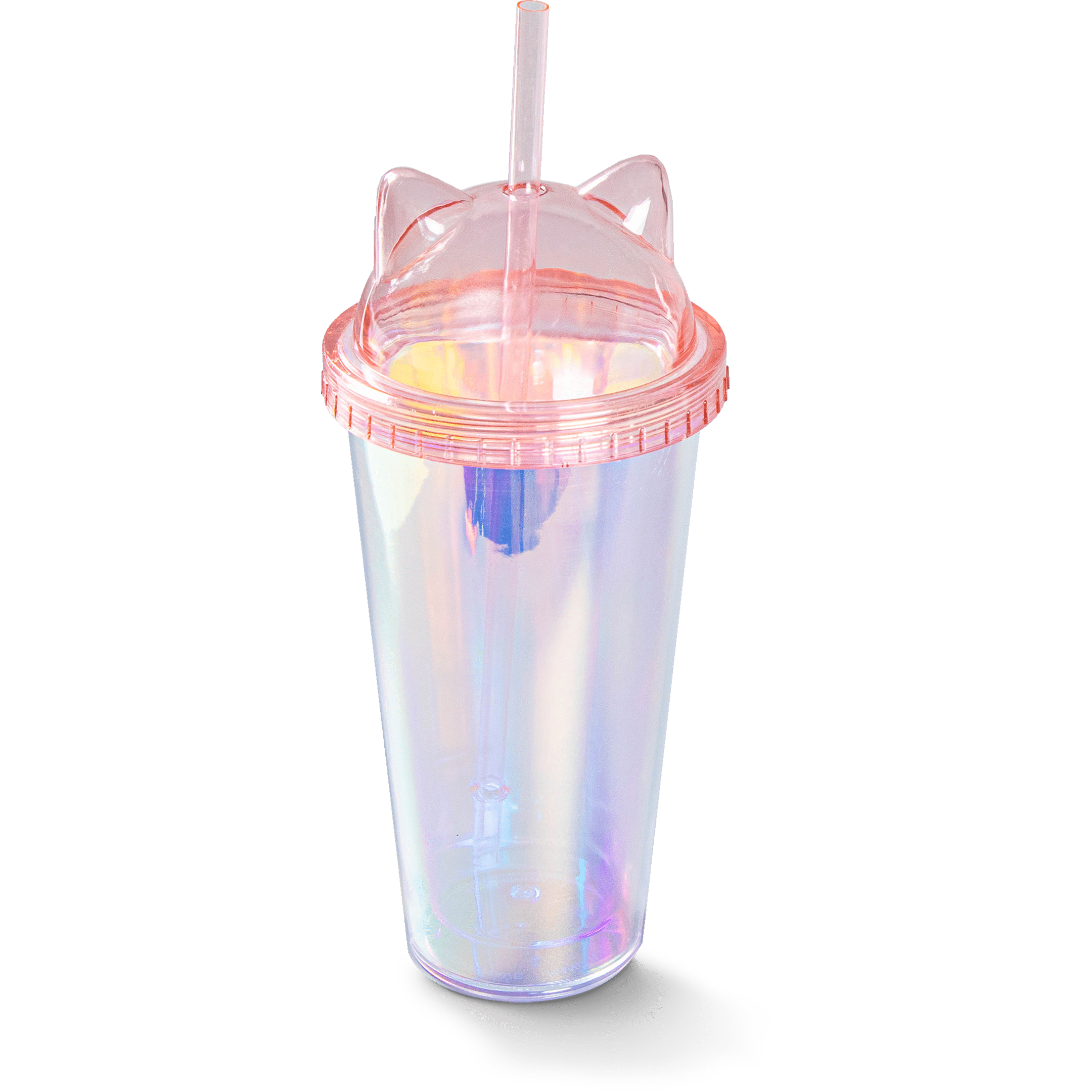 Glamour Cat Ear Tumbler - With Lid and Straw - Gray - Pink - White -  ApolloBox