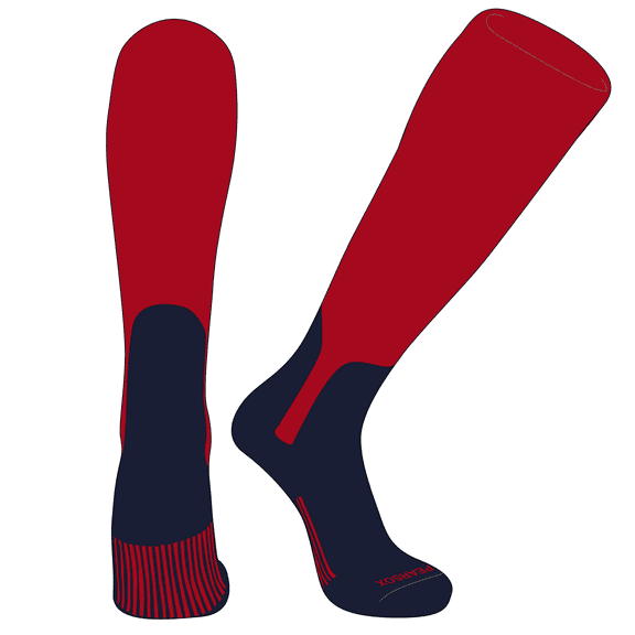 PEAR SOX OTC Baseball Softball Stirrup Socks (S, 7in) Red, Dark Navy (S)