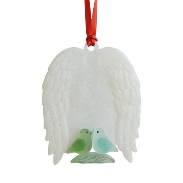 xihome Conjunto de 6 adornos navideños de resina hechos a mano con forma de vidrio marino, con mensajes inspiradores y cinta de raso para decorar el rbol de Navidad o como regalo.
