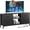 Black, variant on Dresser TV Stand with Power Outlet, Entertainment Center with 4 Fabric Drawers and Open Shelves for 50" TV, Media Console Table, Dresser for Bedroom, Living Room, Entryway, White