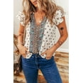 thumbnail image 3 of Women's White Boho Pattern V Neck Blouse with Tiered Ruffled Sleeves | [ZhiHiMeRi] | (US 12-14)L, 3 of 12