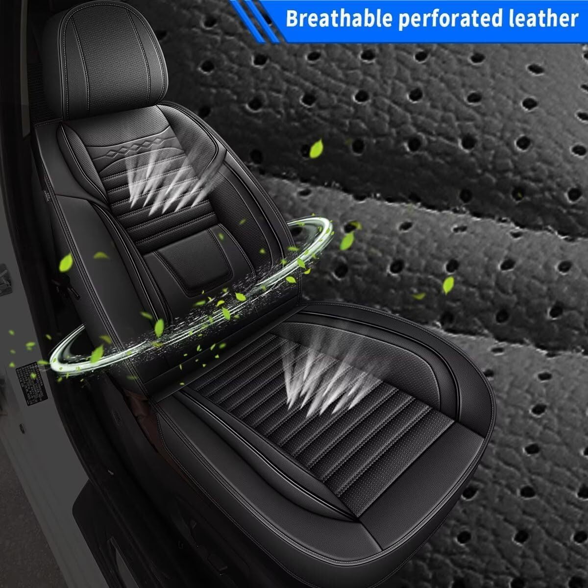 DIKSOAKR Car Seat Covers for Toyota Camry 2012-2024 2025 Full Set Faux Leather Seat Covers Breathble Waterproof (2 Row 5 Seat, Black)