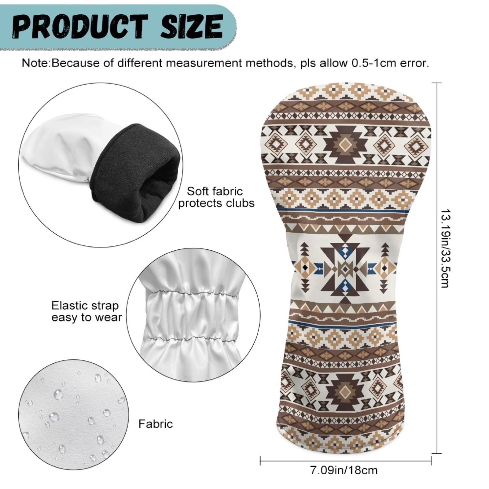 Uorisanigo Golf Club Head Covers, 3 Pack Aztec African Tribal Golf Head Covers, Hybrid Headcovers Set with Premium PU Leather, Designed to Fit All Woods and Drivers, Outdoor Accessories