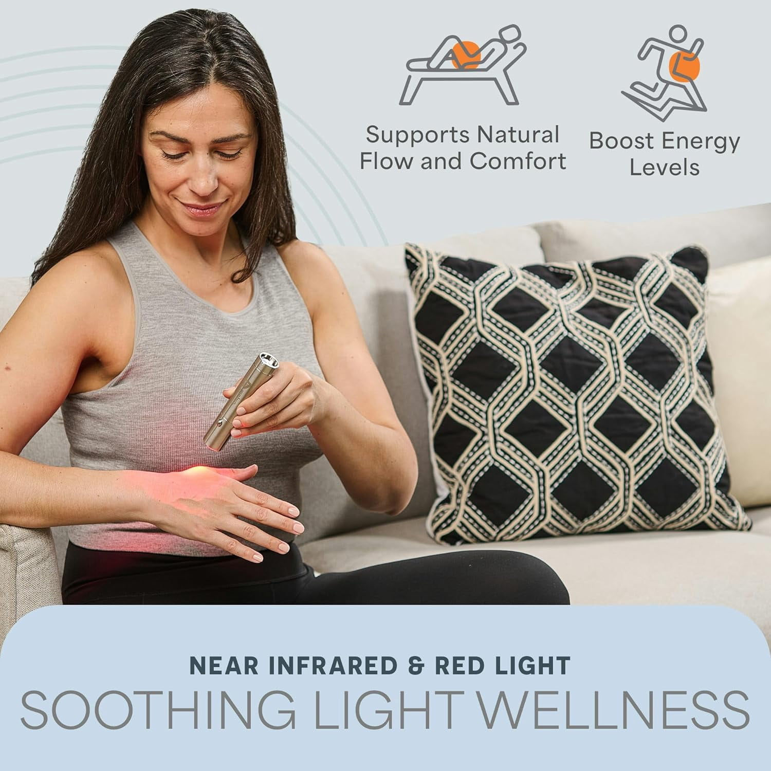 Lifepro LumiCure Pro Red Light Therapy Torch - Handheld Infrared Wand for Muscle & Joint Support - Portable LED Device with 3 Wavelengths - Silver