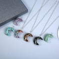 thumbnail image 3 of Zhuge Colgante de collar con forma de árbol de la vida, accesorios para collares para hombres y mujeres, colgante de luna de grava de cristal de colores (hilo plateado verde claro), 3 of 5