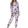 thumbnail image 1 of LUXUR Ladies Straight Leg Lounge Set Two Pieces Outfits Sleeping Loungewear Style-B L, 1 of 3