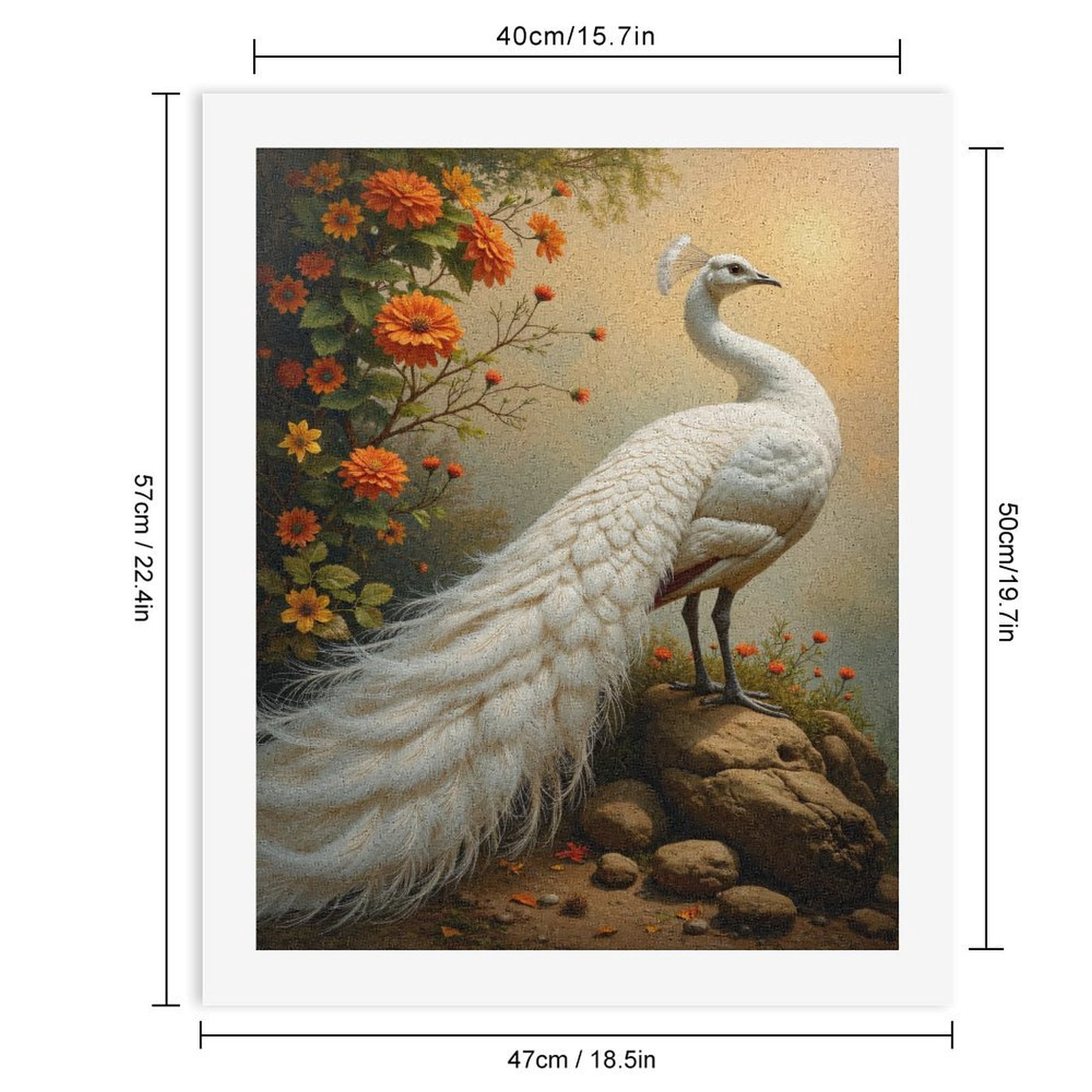 Paint By Numbers Kit for Adults Beginner - DIY White Bird Flowers Rocks Scenery Canvas Painting Kits for Adults, Frameless Paint By Number for Adults for Home Wall Decor 16x20 Inch