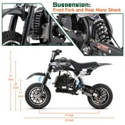 Kids Mini 50CC Gas Dirt Bike, DB1 Model 2 Stroke Ride on Bike with Off-Road Tire, Shocks, Pull Start, Oil Mixed Required, Support Up to 165lbs