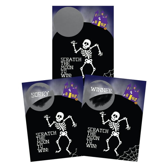 My Scratch Offs - 26 Pack Halloween Skeleton Scratch Off Game Cards for Party Favors, Business Promotion, Prizes, Rewards, School Supplies & Family Games - 3x4