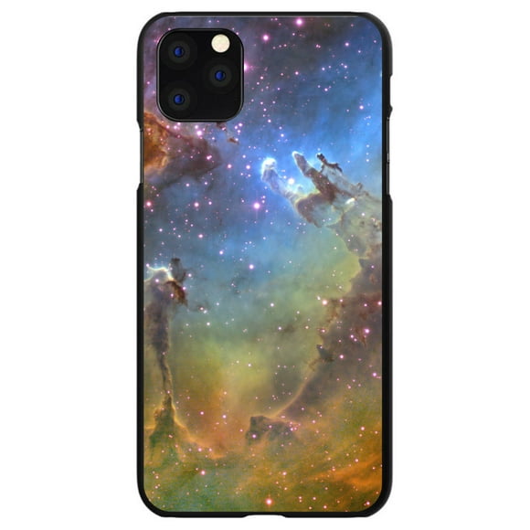 DistinctInk Case for iPhone 14 (6.1" Screen) - Custom Ultra Slim Thin Hard Black Plastic Cover - Eagle Nebula Orange Blue - Show Your Love of Astronomy