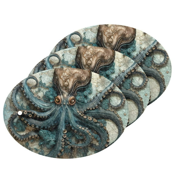 Octopus Map 3 Pack Dish Sponges Bulk Natural Sponges Compressed Sponges Non-Scratch for Kitchen Cleaning Dishes