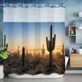 thumbnail image 2 of Desert Cactus No Hook Shower Curtain with Snap in Liner Sunrise Plant Nature Landscape Modern Waterproof Bathroom Shower Curtain with See Through Top Window for Bathtub 72" x 72", 2 of 9