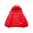thumbnail image 2 of Fangasis Boys Puffer Coat Hooded Neck Down Jackets Long Sleeve Cardigan Boy Thick Outwear Lightweight Winter Red 100cm, 2 of 4