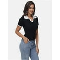 thumbnail image 3 of Womens Summer V Neck Short Sleeve T Shirts Slim Fitted Casual Tee Tops, 3 of 6