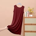 thumbnail image 6 of Oksale Womens Modal Nightdress Trendy Pleated Fornt Midi Pajama Dress Sleeveless Night Gowns Casual Round Neck Nightgown Loose Fit Lightweight Loungewear Wine L, 6 of 6