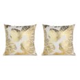 thumbnail image 1 of Juego de 2 fundas de almohada decorativas de color blanco y dorado de 18 x 18 pulgadas, funda de cojín para sofá, decoración del hogar, juego de fundas de almohada para sala de estar, 1 of 6
