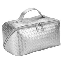 Cosmetic Bag for Women Zipper Pouch for Makeup, Travel Cosmetic Organizer Travel bags-PU Sliver