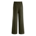 thumbnail image 4 of zaveiop Womens Ribbed Wide Leg Lounge Pants with Pockets Casual Relaxed Comfy Loose Soft Knit Pajama Pants with Drawstring (Army Green, S), 4 of 8