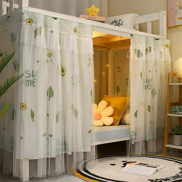 LEEYNEERBottom Bunk Bed Curtains Single Bed Tent Curtain Blackout Bed Drapes Dustproof Dormitory Bed Canopy Students Shading Bedding for Single Sleeper Loft Bed