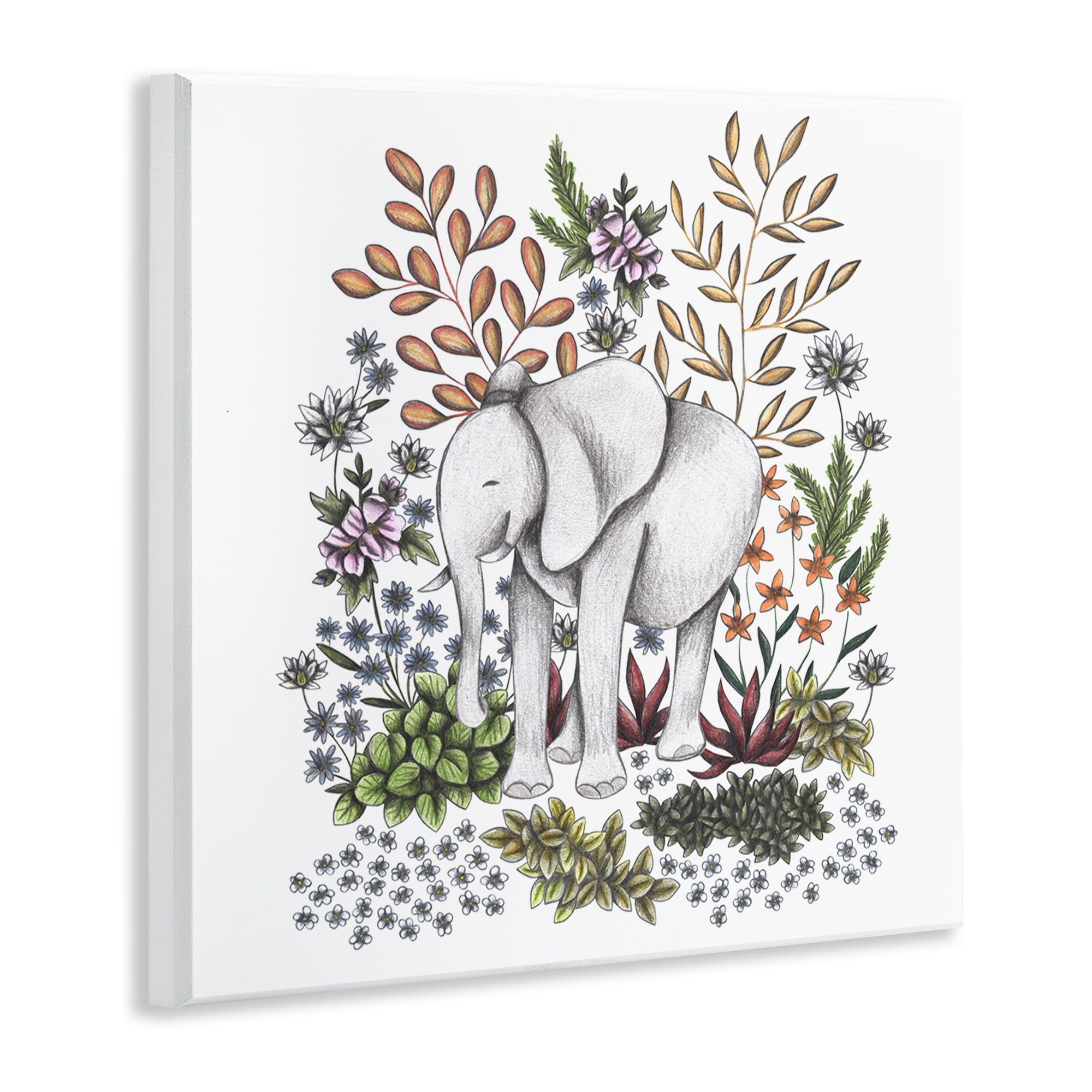 Jungle Wildlife Elephant Wall Plaque Art, design by Cecilia Battaini
