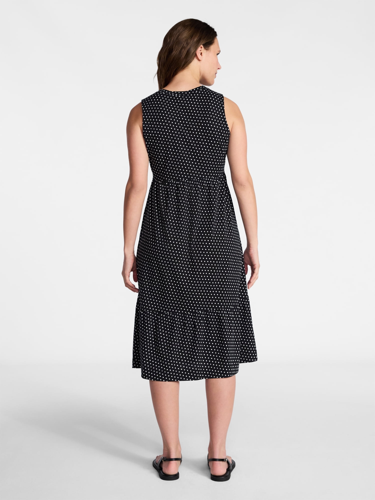 Time and Tru Women's Sleeveless Tiered Knit Dress, XS-XXXL