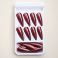 thumbnail image 4 of Prensa de almendras en las uñas Uñas postizas rojas largas Pegamento en las uñas Uñas acrílicas góticas, 4 of 5