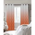 thumbnail image 3 of Orange Morocco Blackout Curtains, Light Blocking Print Window Curtains, Geometric Ombre Plaid Abstract Thermal Insulated Window Drapes for Living Room Kitchen Cafe 2 Panels, 104"W x 52"L, 3 of 9