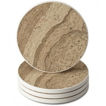CounterArt "Sandstone" Tan Round Single Image Absorbent Stone Coaster 4 Pack