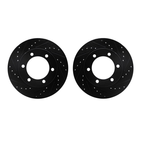 Dynamic Friction Company Front Brake Rotors-Drilled and Slotted-Black 8002-76027