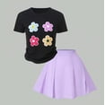thumbnail image 5 of Gbsyewxs Girls Outfits 2 Piece Short Sleeve Crew Neck Floral Print Tops With Skirts Set Casual Summer Girls Clothes Set Black Size 9-10 Years, 5 of 9