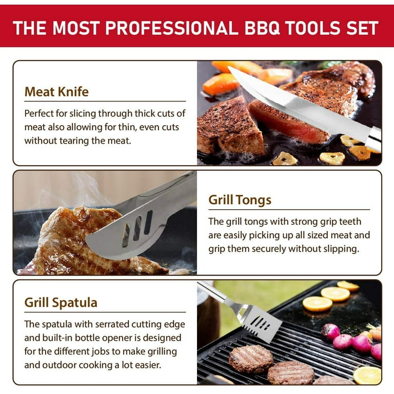 BBQ Grill Accessories,39PCS BBQ Tool Set, ExtraThick Stainless Steel Barbecue Utensils Cleaning Brush,Shovel Fork BBQ Accessories With Storage Bag for ...