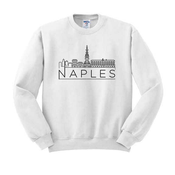 Skyline Naples Italy Sweatshirt Unisex Large White