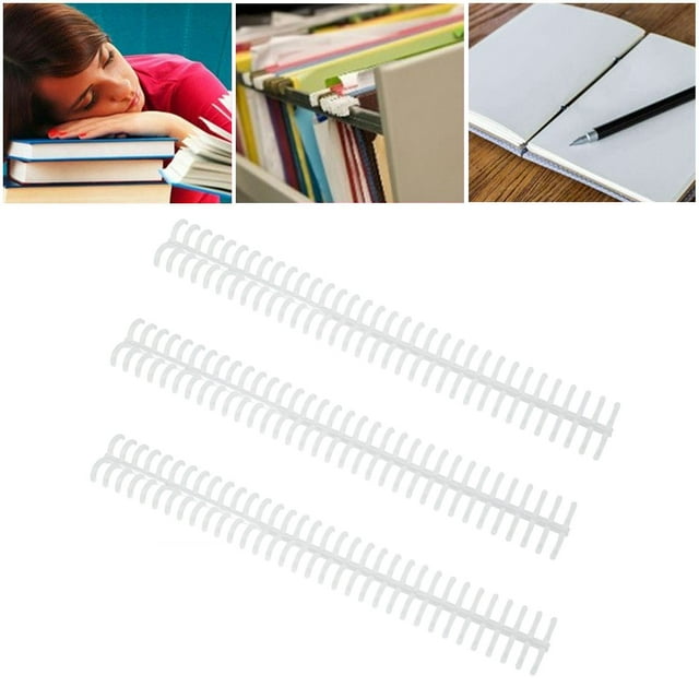 Loose Leaf Rings, Plastic Binding Spine Gloss 34 Holes Detachable With 12mm Inner Diameter For Home Or School Use Black,White,Transparent,,Orange,Blue