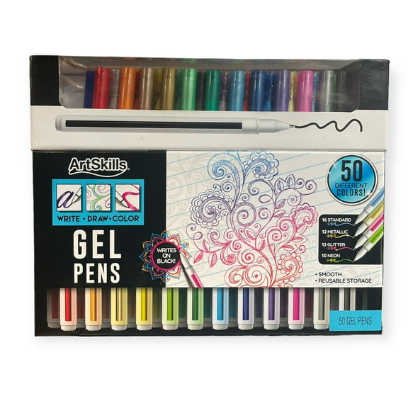 ArtSkills Fine Point Gel Pens Assorted Art Set, 50 Count